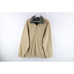 Vintage Ocean Pacific Mens Large Spell Out Half Zip Fleece Pullover Sweater Tan